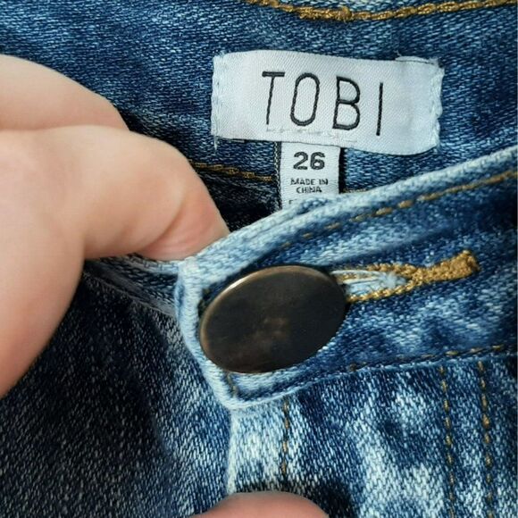 TOBI Distressed High Waist Jean Shorts sz 26 - Picture 5 of 7